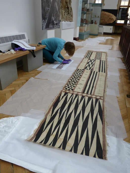 barkcloth being prepared to send to the IKON Gallery in Birmingham
